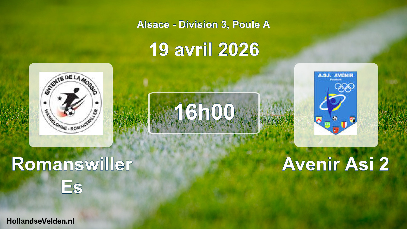 Match programmé: Romanswiller Es - Avenir Asi 2 (19 avril 2026)