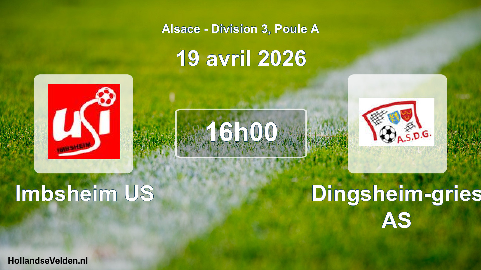 Match programmé: Imbsheim US - Dingsheim-gries AS (19 avril 2026)