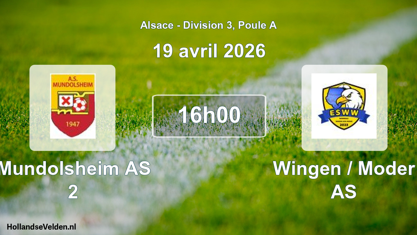 Match programmé: Mundolsheim AS 2 - Wingen / Moder AS (19 avril 2026)