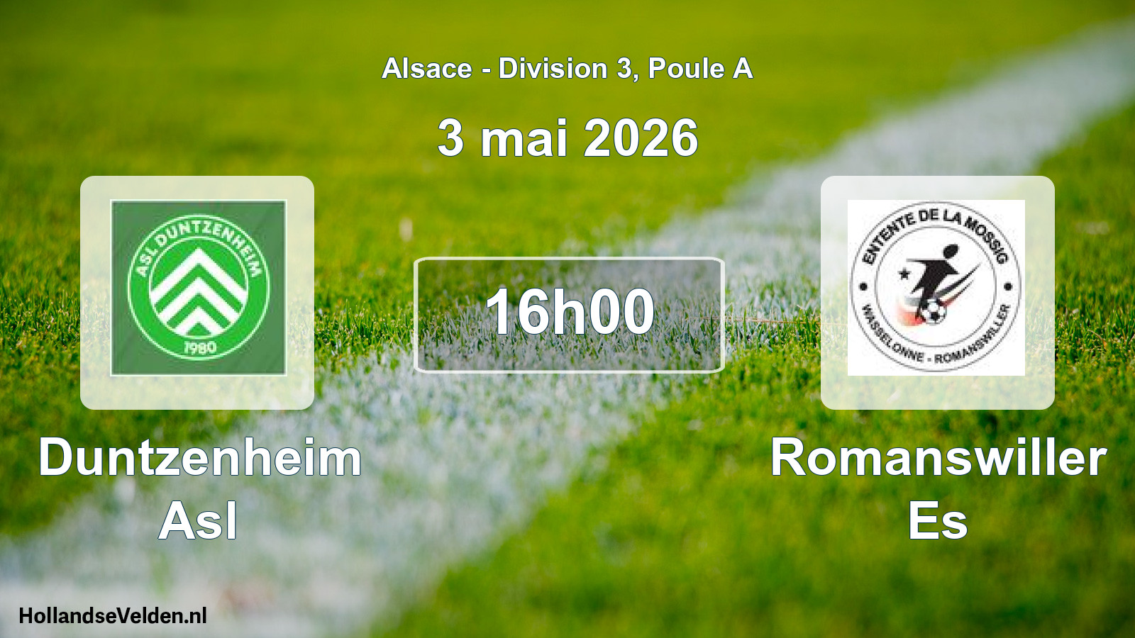 Scheduled Match: Duntzenheim Asl - Romanswiller Es (3 May 2026)