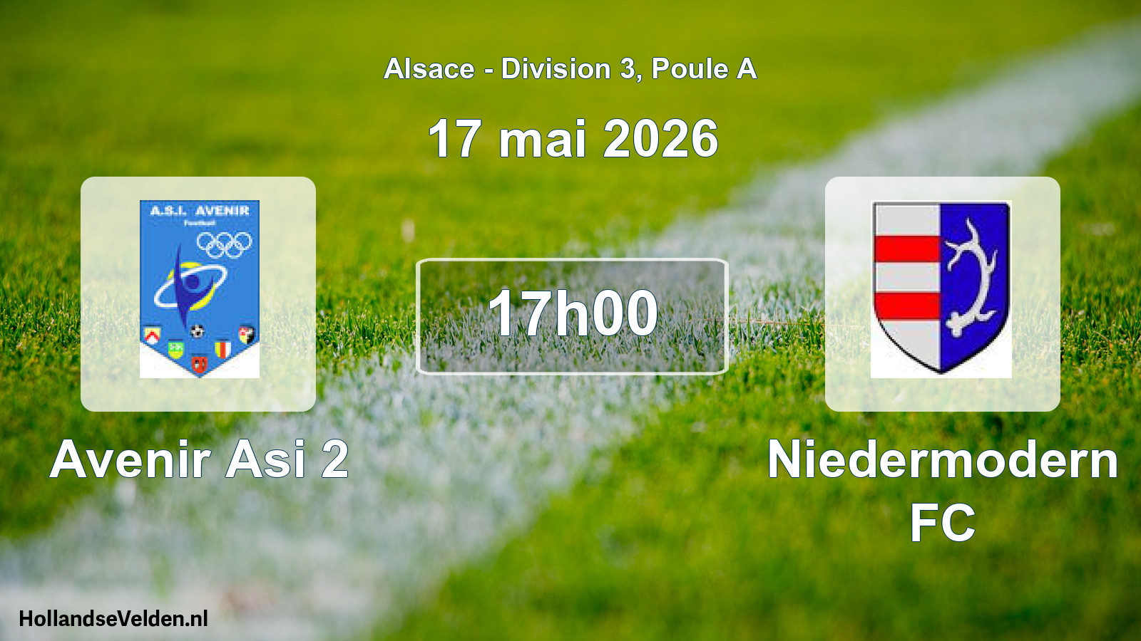 Match programmé: Avenir Asi 2 - Niedermodern FC (17 mai 2026)