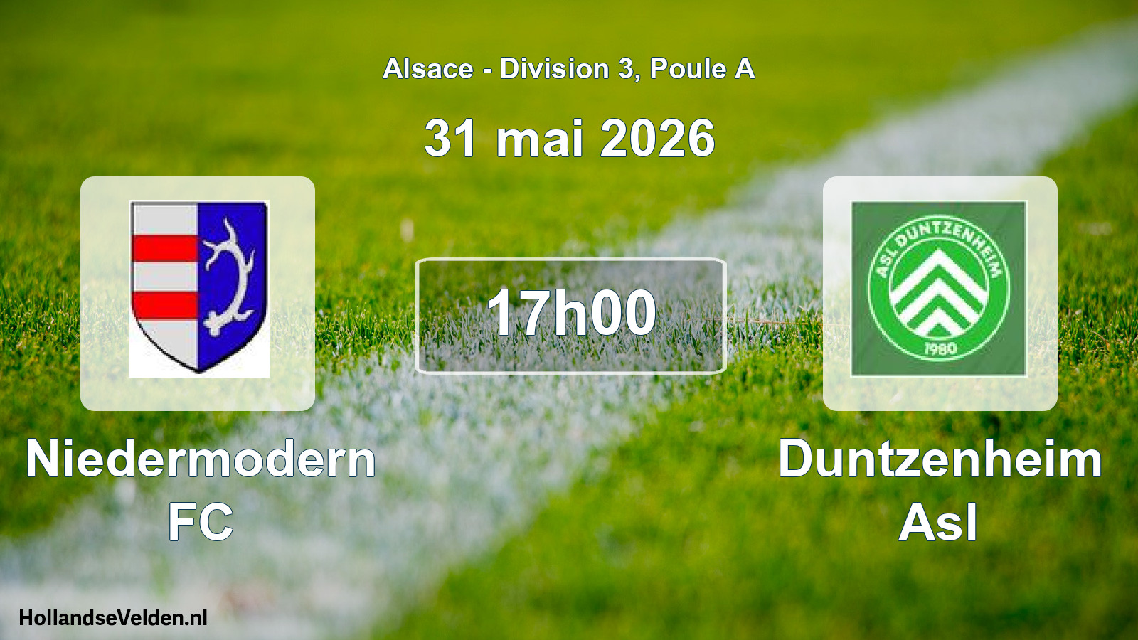 Match programmé: Niedermodern FC - Duntzenheim Asl (31 mai 2026)