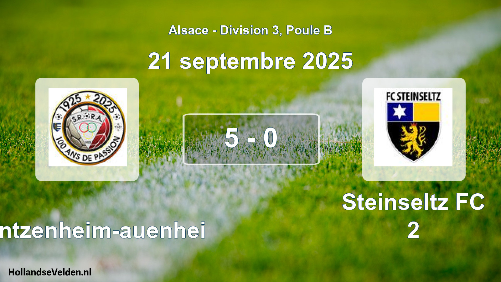 Match joué: Rountzenheim-auenhei - Steinseltz FC 2 5 - 0 (21 septembre 2025)