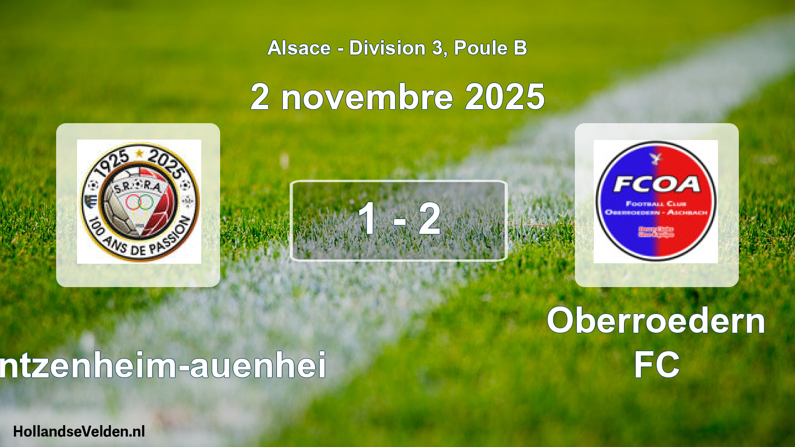 Match joué: Rountzenheim-auenhei - Oberroedern FC 1 - 2 (2 novembre 2025)