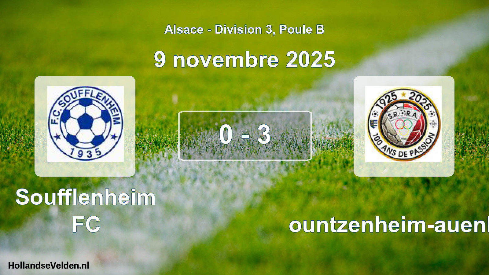 Match joué: Soufflenheim FC - Rountzenheim-auenhei 0 - 3 (9 novembre 2025)