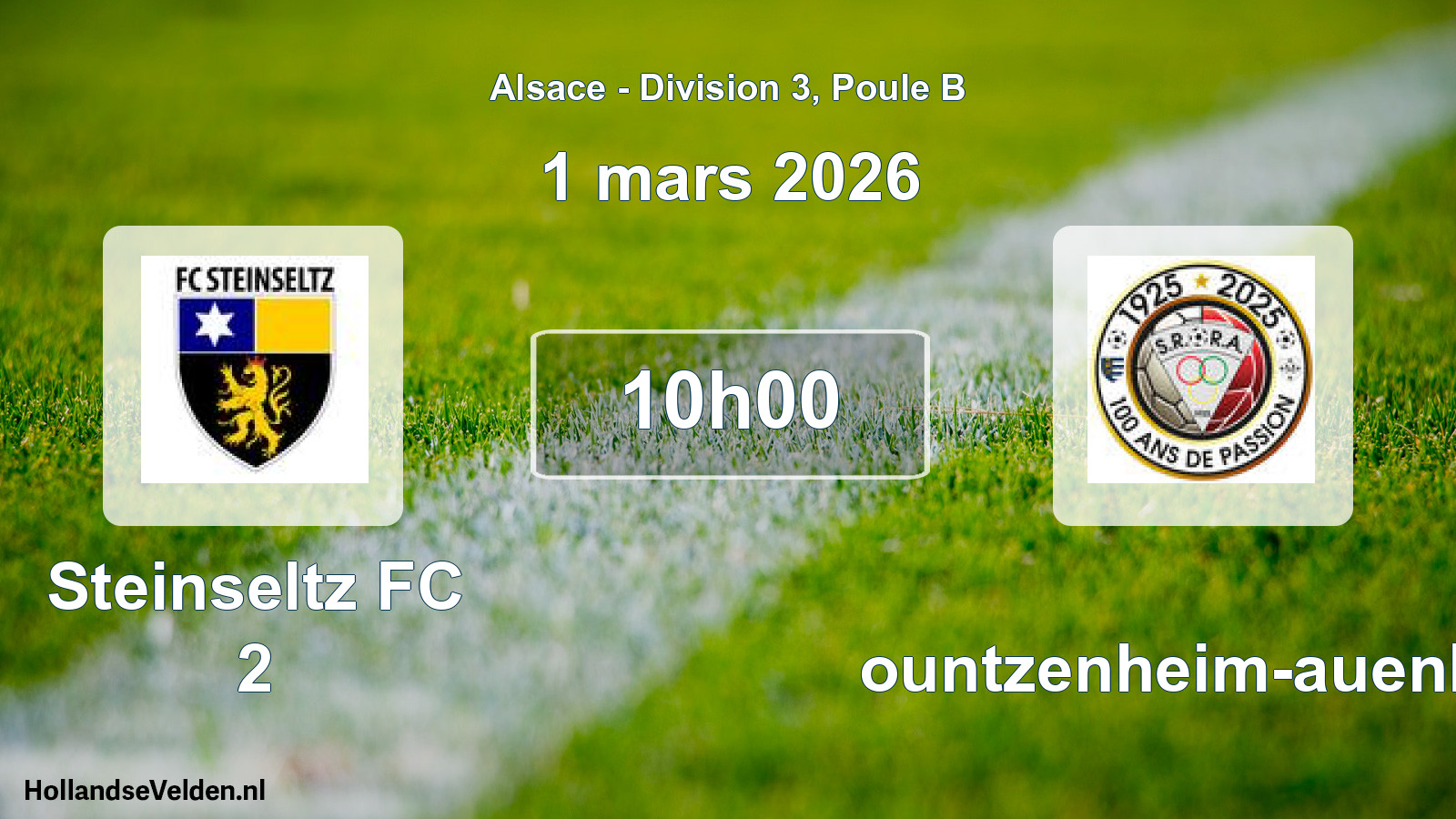 Match programmé: Steinseltz FC 2 - Rountzenheim-auenhei (1 mars 2026)