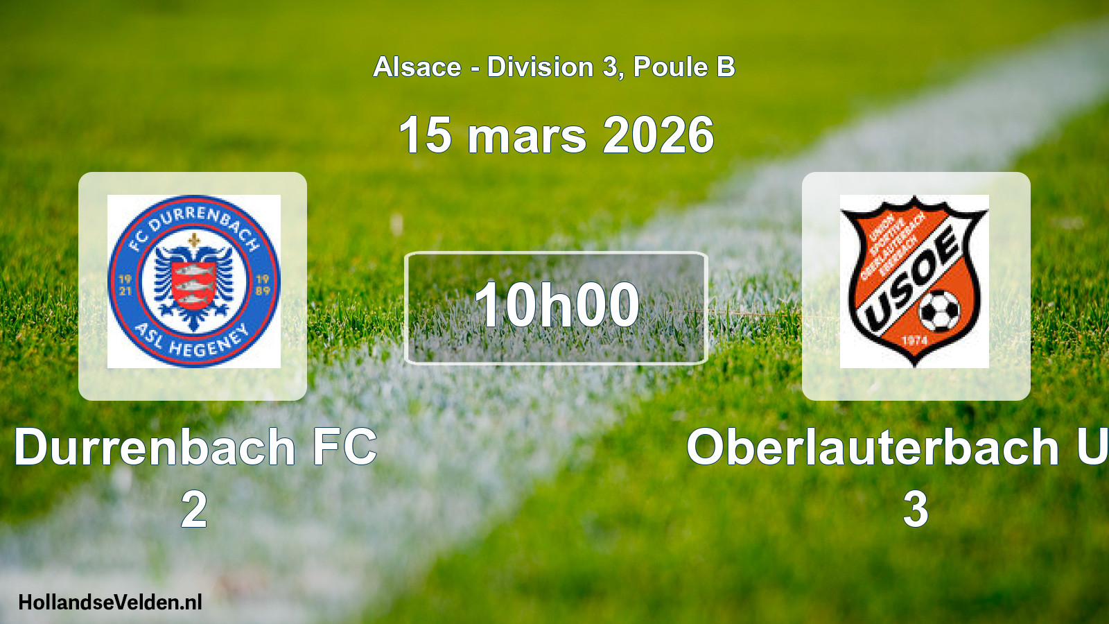 Match programmé: Durrenbach FC 2 - Oberlauterbach US 3 (15 mars 2026)
