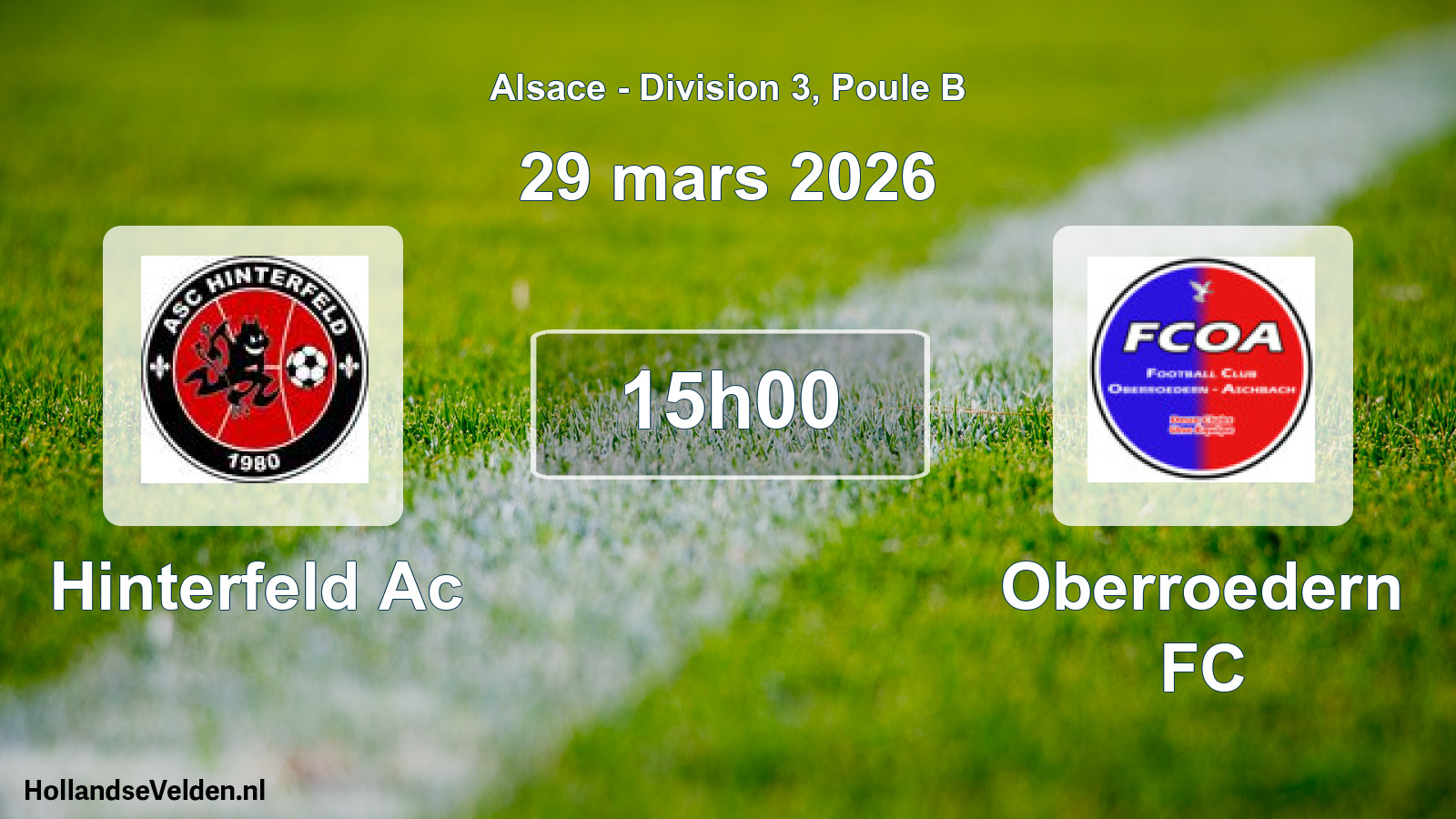 Match programmé: Hinterfeld Ac - Oberroedern FC (29 mars 2026)