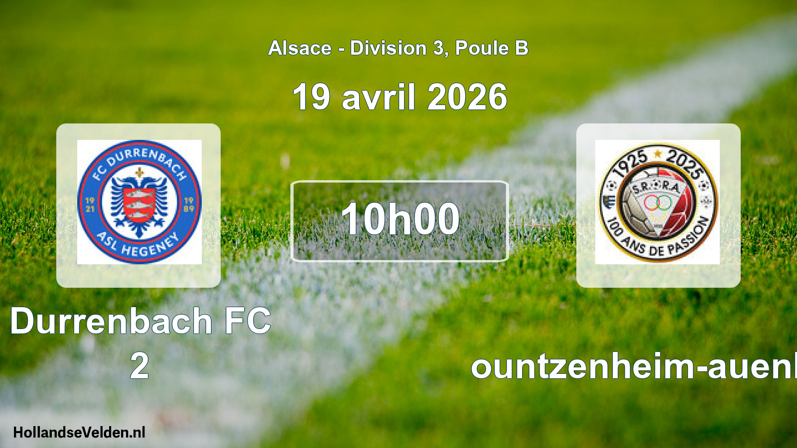 Scheduled Match: Durrenbach FC 2 - Rountzenheim-auenhei (19 April 2026)