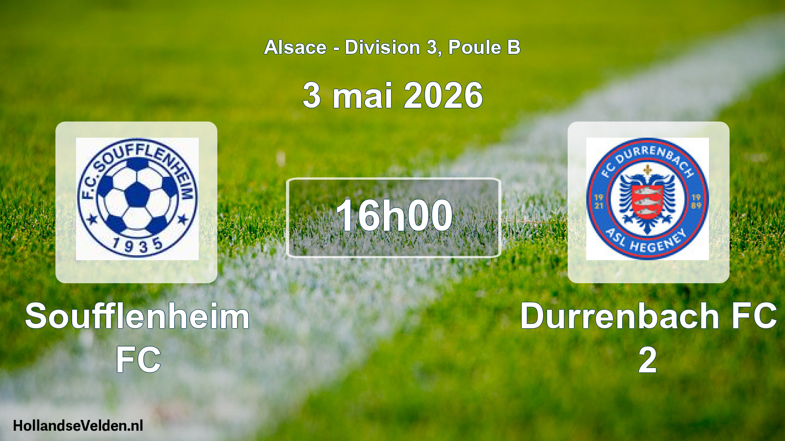 Match programmé: Soufflenheim FC - Durrenbach FC 2 (3 mai 2026)