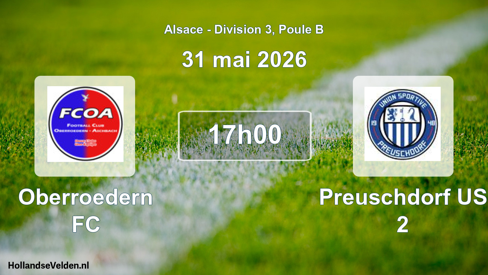 Scheduled Match: Oberroedern FC - Preuschdorf US 2 (31 May 2026)