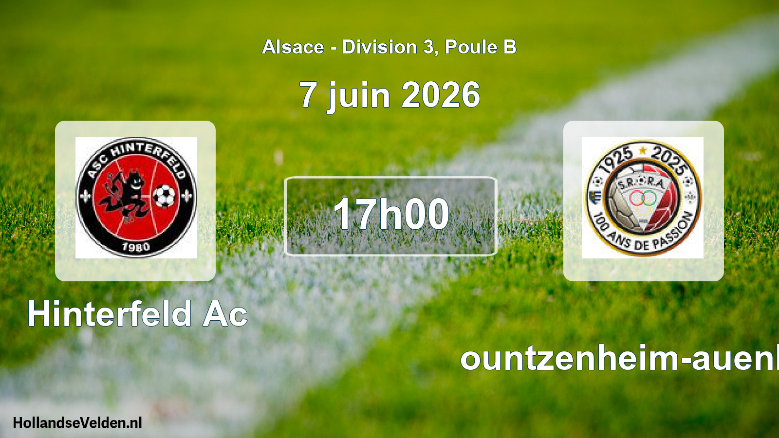 Match programmé: Hinterfeld Ac - Rountzenheim-auenhei (7 juin 2026)