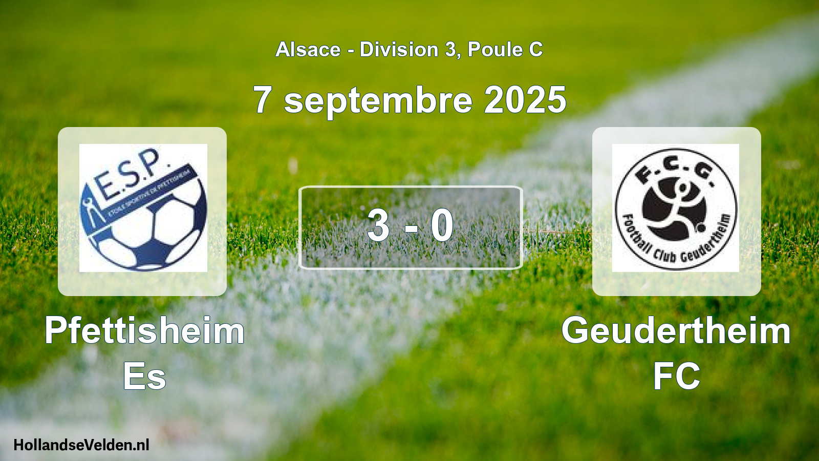 Match joué: Pfettisheim Es - Geudertheim FC 3 - 0 (7 septembre 2025)