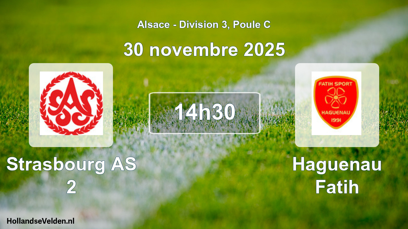 Match programmé: Strasbourg AS 2 - Haguenau Fatih (30 novembre 2025)