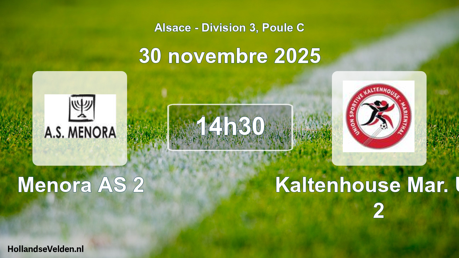 Match programmé: Menora AS 2 - Kaltenhouse Mar. US 2 (30 novembre 2025)