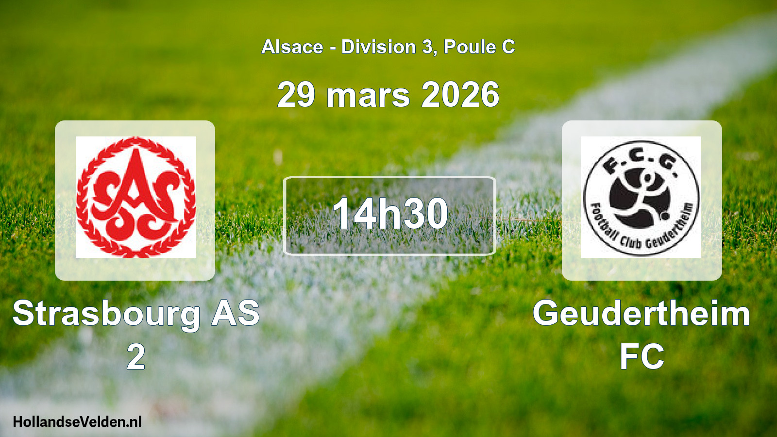 Match programmé: Strasbourg AS 2 - Geudertheim FC (29 mars 2026)