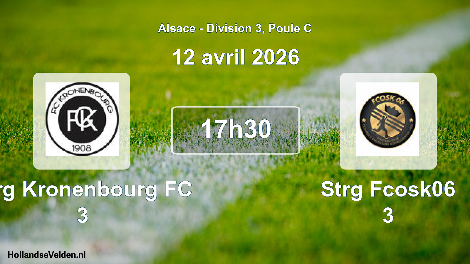 Match programmé: Strg Kronenbourg FC 3 - Strg Fcosk06 3 (12 avril 2026)