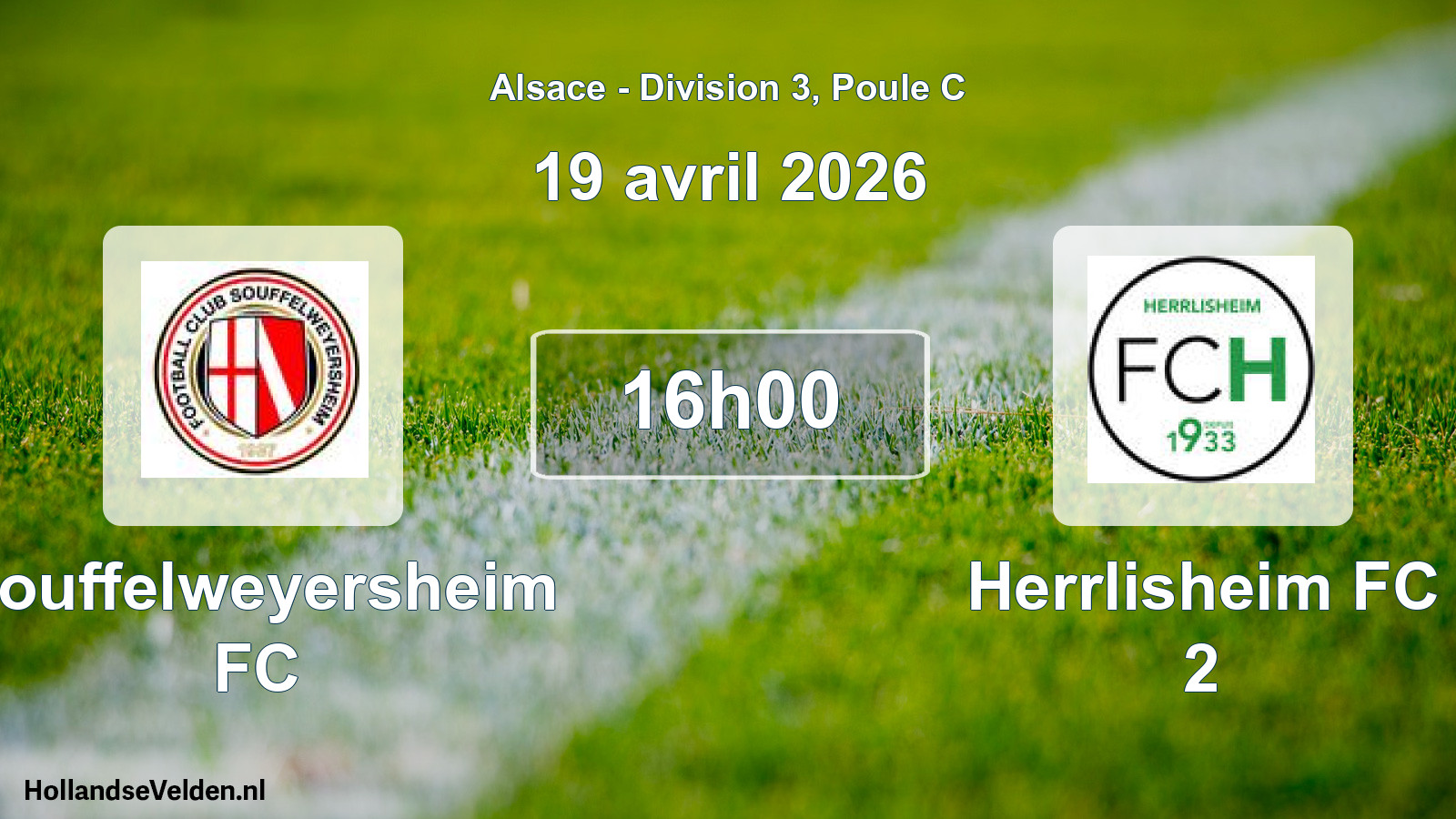 Match programmé: Souffelweyersheim FC - Herrlisheim FC 2 (19 avril 2026)