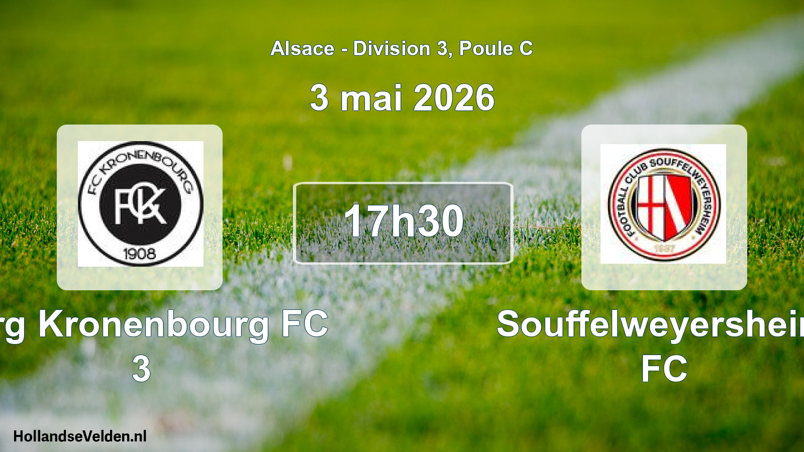 Match programmé: Strg Kronenbourg FC 3 - Souffelweyersheim FC (3 mai 2026)