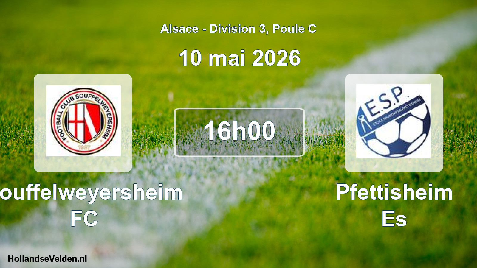 Match programmé: Souffelweyersheim FC - Pfettisheim Es (10 mai 2026)
