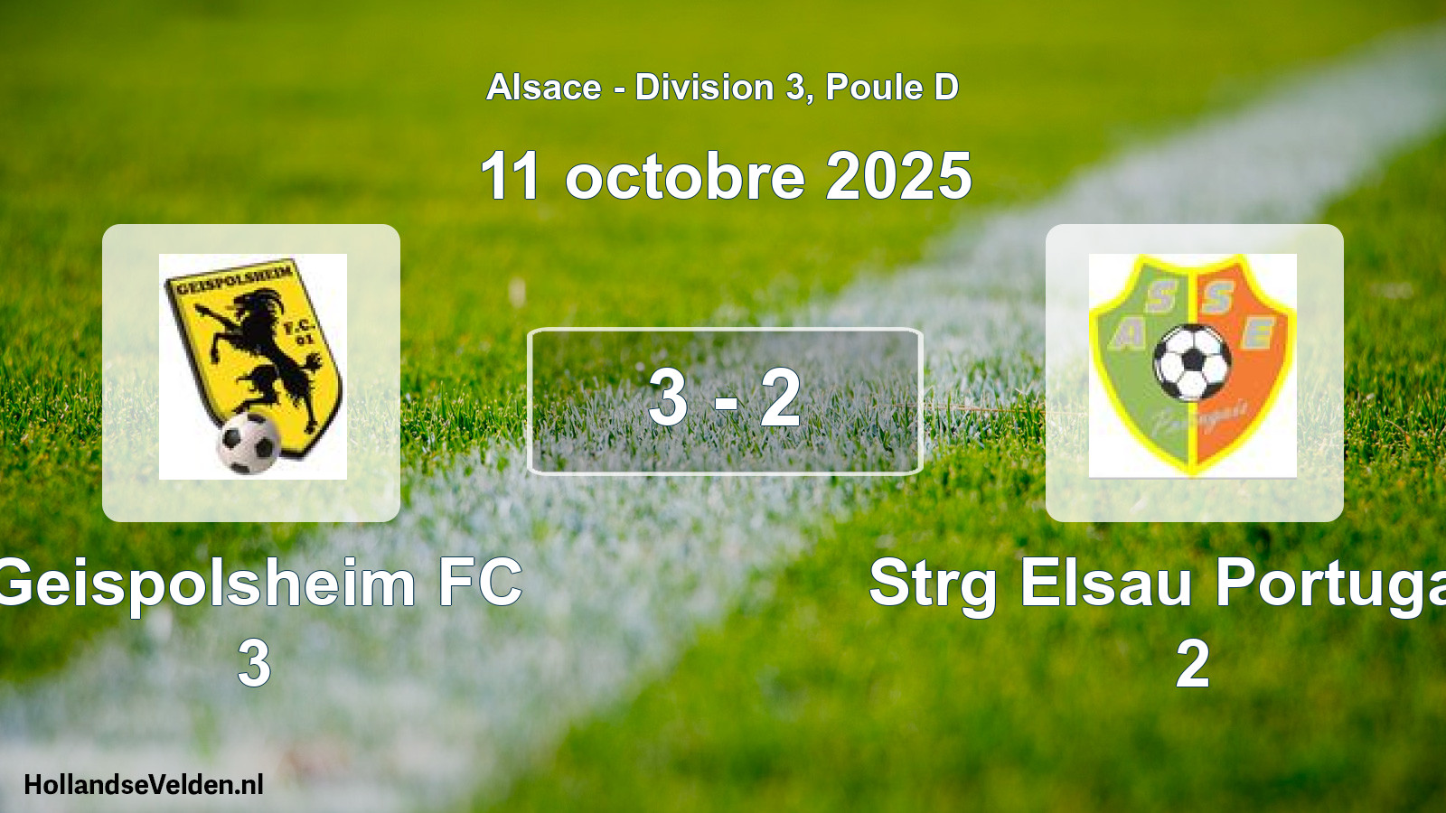 Match joué: Geispolsheim FC 3 - Strg Elsau Portugais 2 3 - 2 (11 octobre 2025)