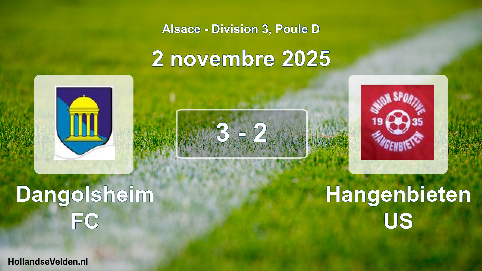 Total number of matches played: Dangolsheim FC - Hangenbieten US 3 - 2 (2 November 2025)