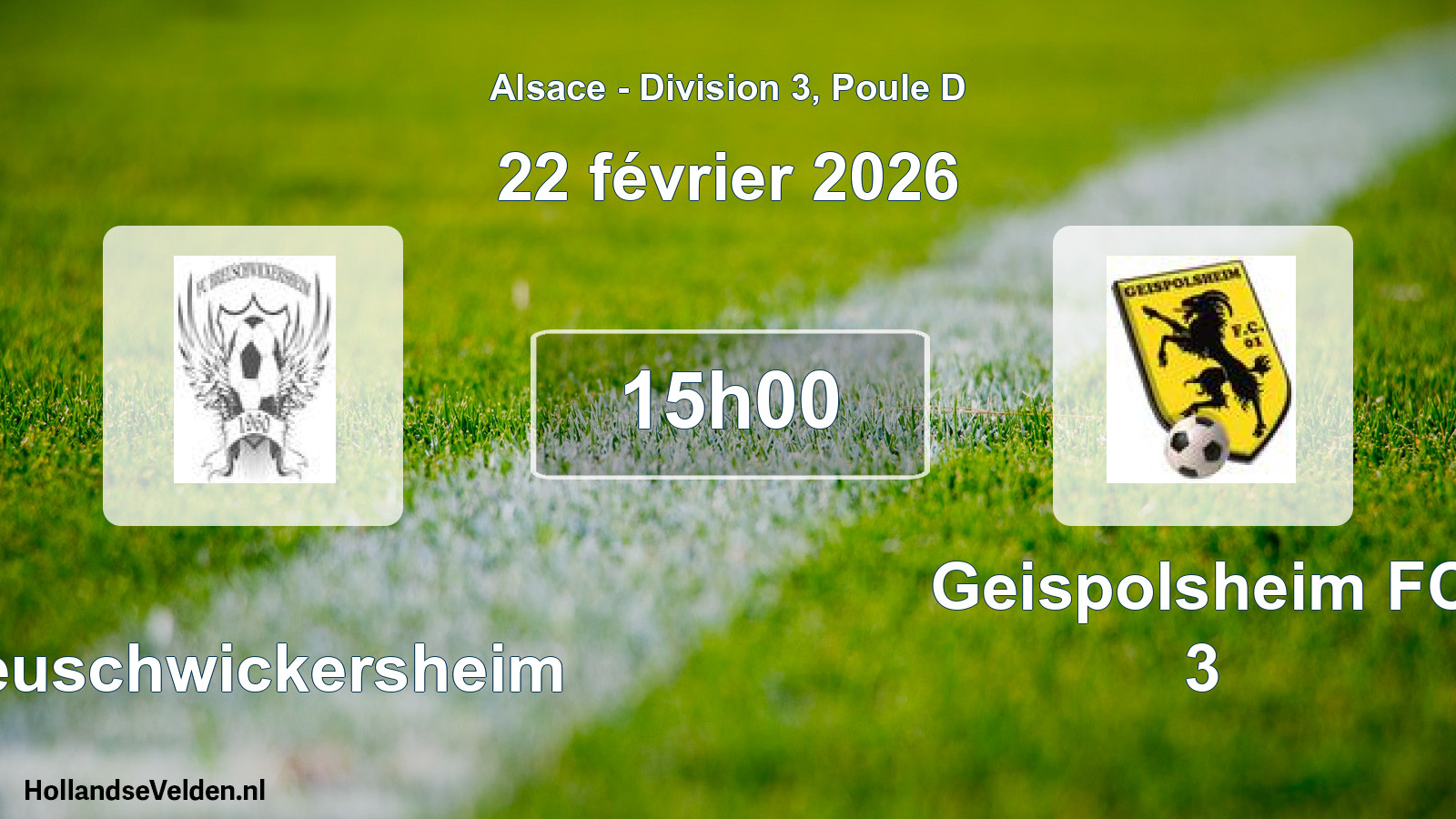 Match programmé: Breuschwickersheim - Geispolsheim FC 3 (22 février 2026)