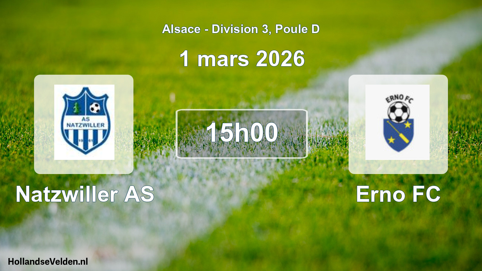 Match programmé: Natzwiller AS - Erno FC (1 mars 2026)