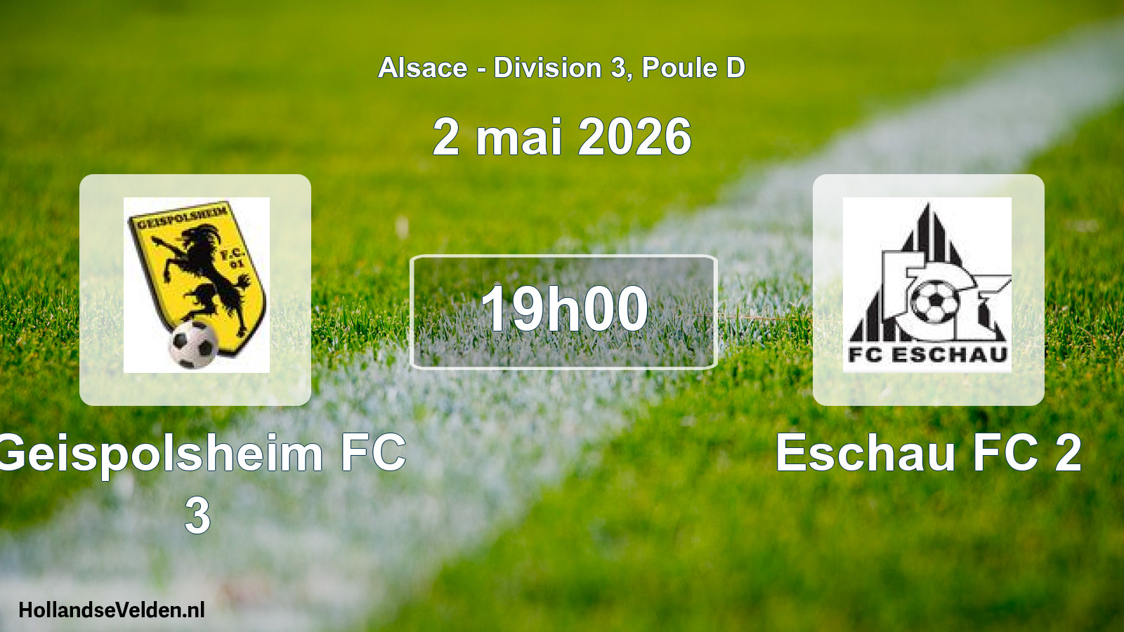 Match programmé: Geispolsheim FC 3 - Eschau FC 2 (2 mai 2026)