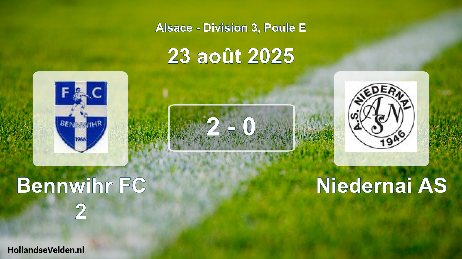 Match joué: Bennwihr FC 2 - Niedernai AS 2 - 0 (23 août 2025)