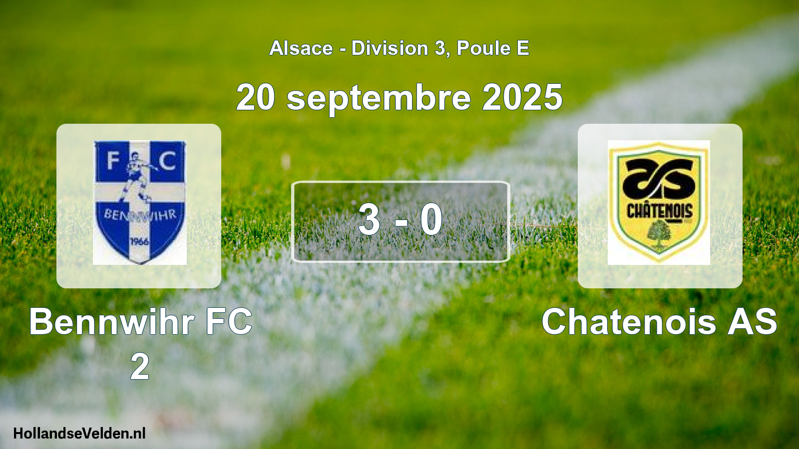 Match joué: Bennwihr FC 2 - Chatenois AS 3 - 0 (20 septembre 2025)