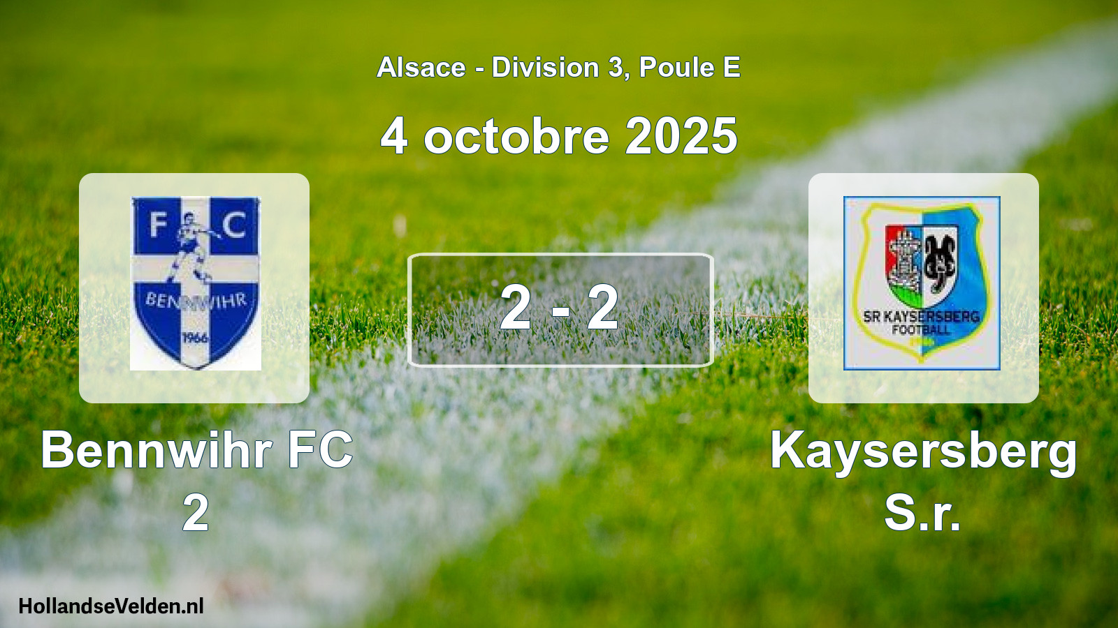 Match joué: Bennwihr FC 2 - Kaysersberg S.r. 2 - 2 (4 octobre 2025)