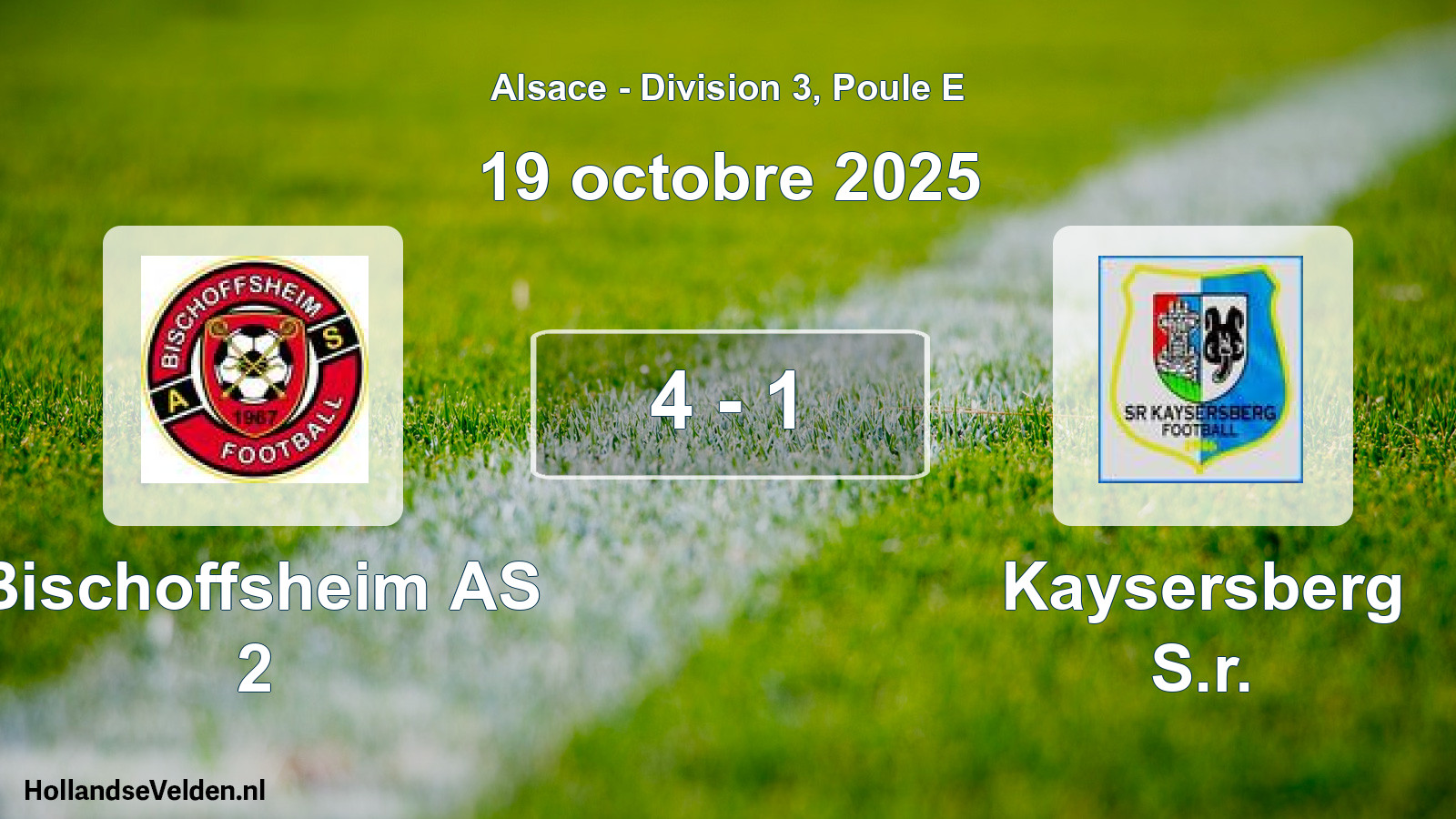 Match joué: Bischoffsheim AS 2 - Kaysersberg S.r. 4 - 1 (19 octobre 2025)