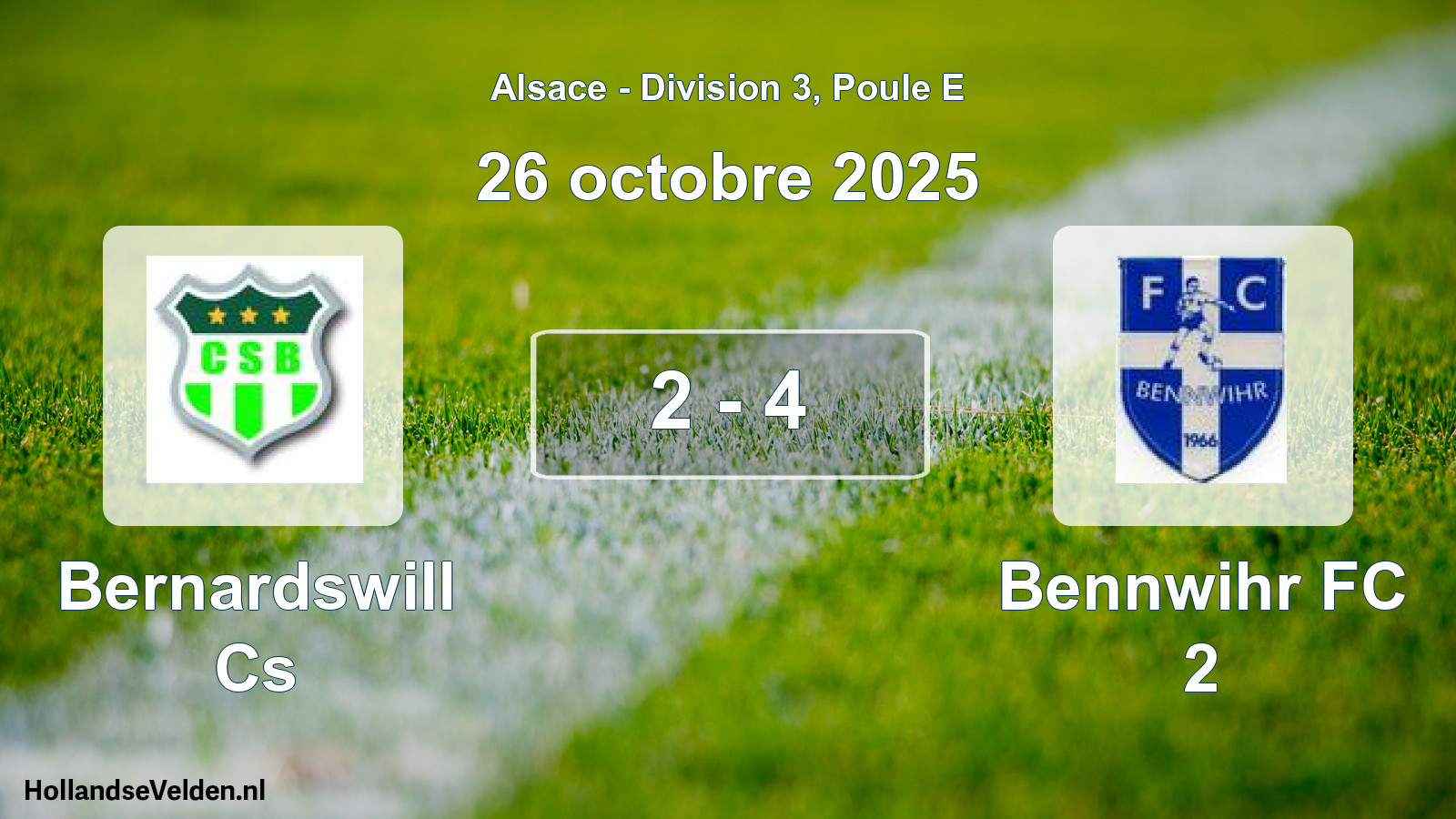 Match joué: Bernardswill Cs - Bennwihr FC 2 2 - 4 (26 octobre 2025)