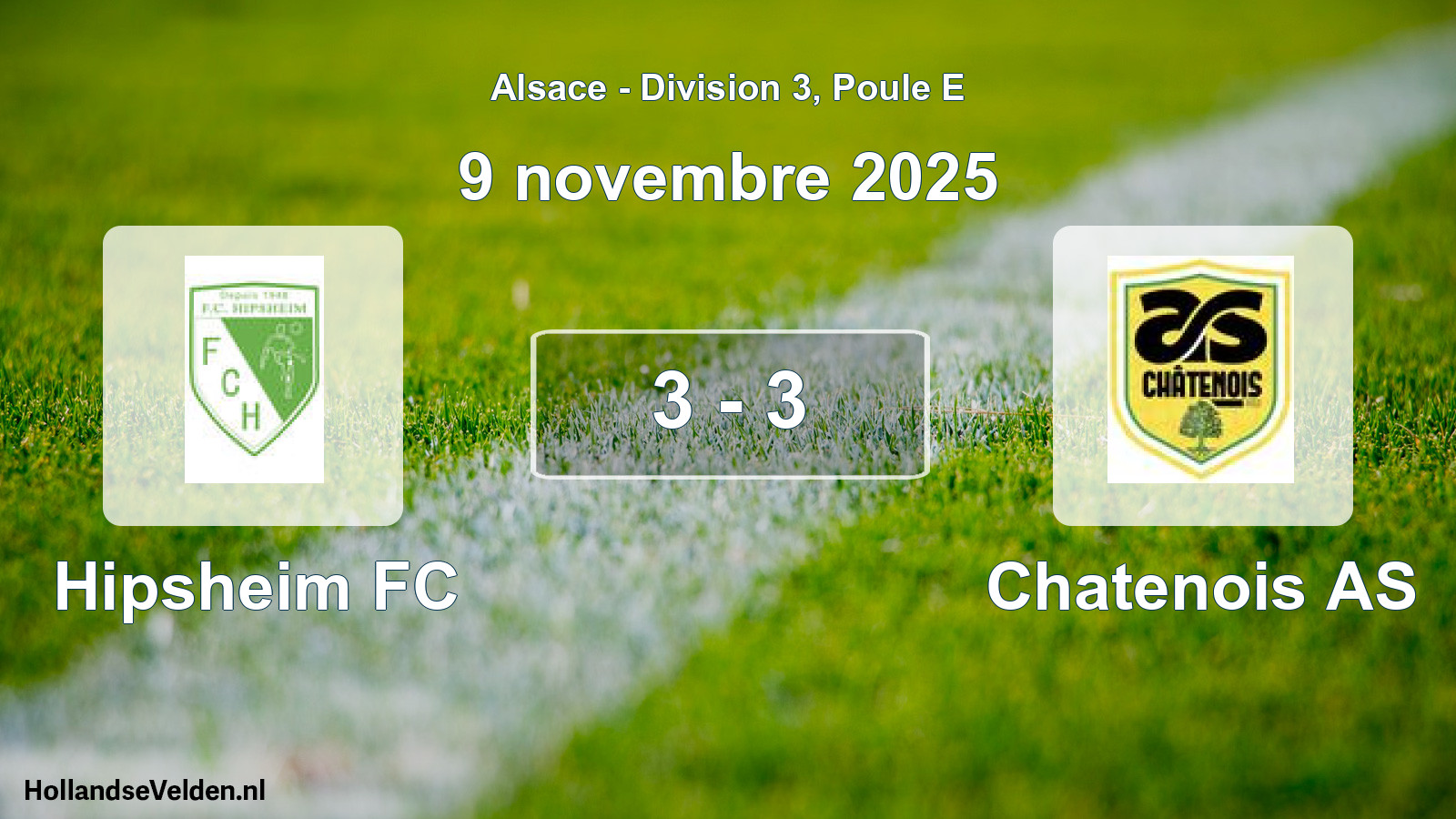 Match joué: Hipsheim FC - Chatenois AS 3 - 3 (9 novembre 2025)