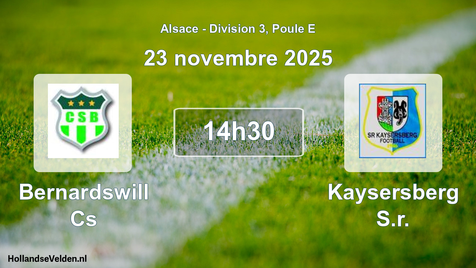 Match programmé: Bernardswill Cs - Kaysersberg S.r. (23 novembre 2025)