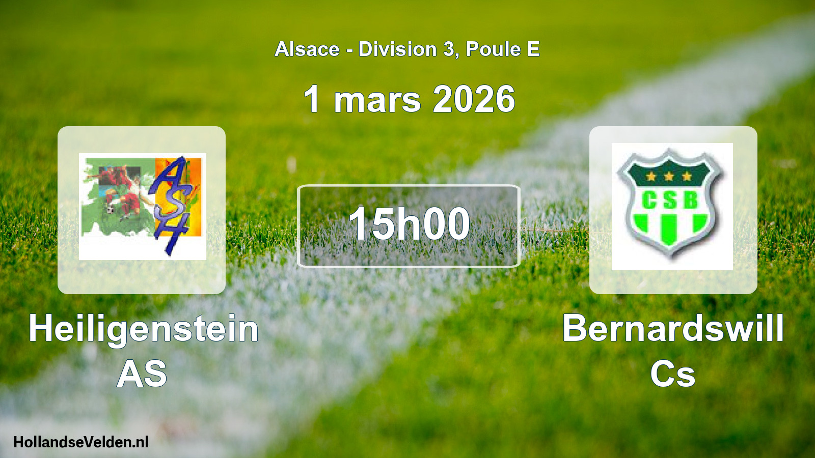 Match programmé: Heiligenstein AS - Bernardswill Cs (1 mars 2026)