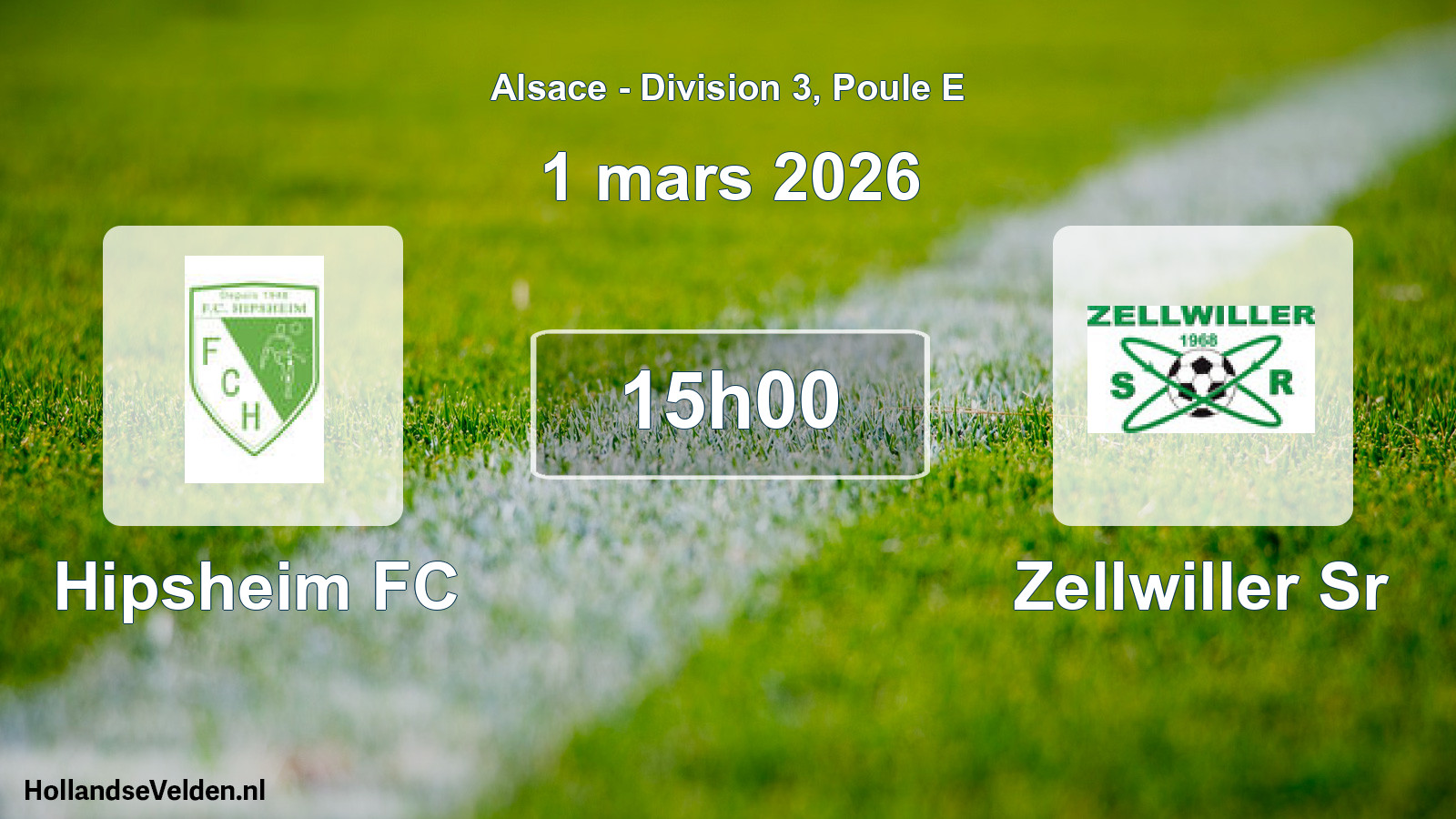 Match programmé: Hipsheim FC - Zellwiller Sr (1 mars 2026)