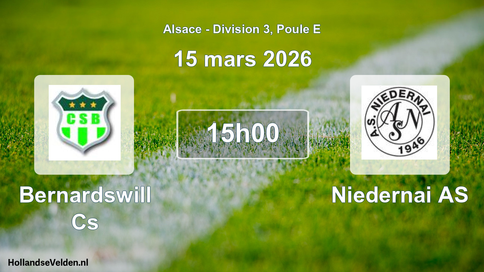 Match programmé: Bernardswill Cs - Niedernai AS (15 mars 2026)