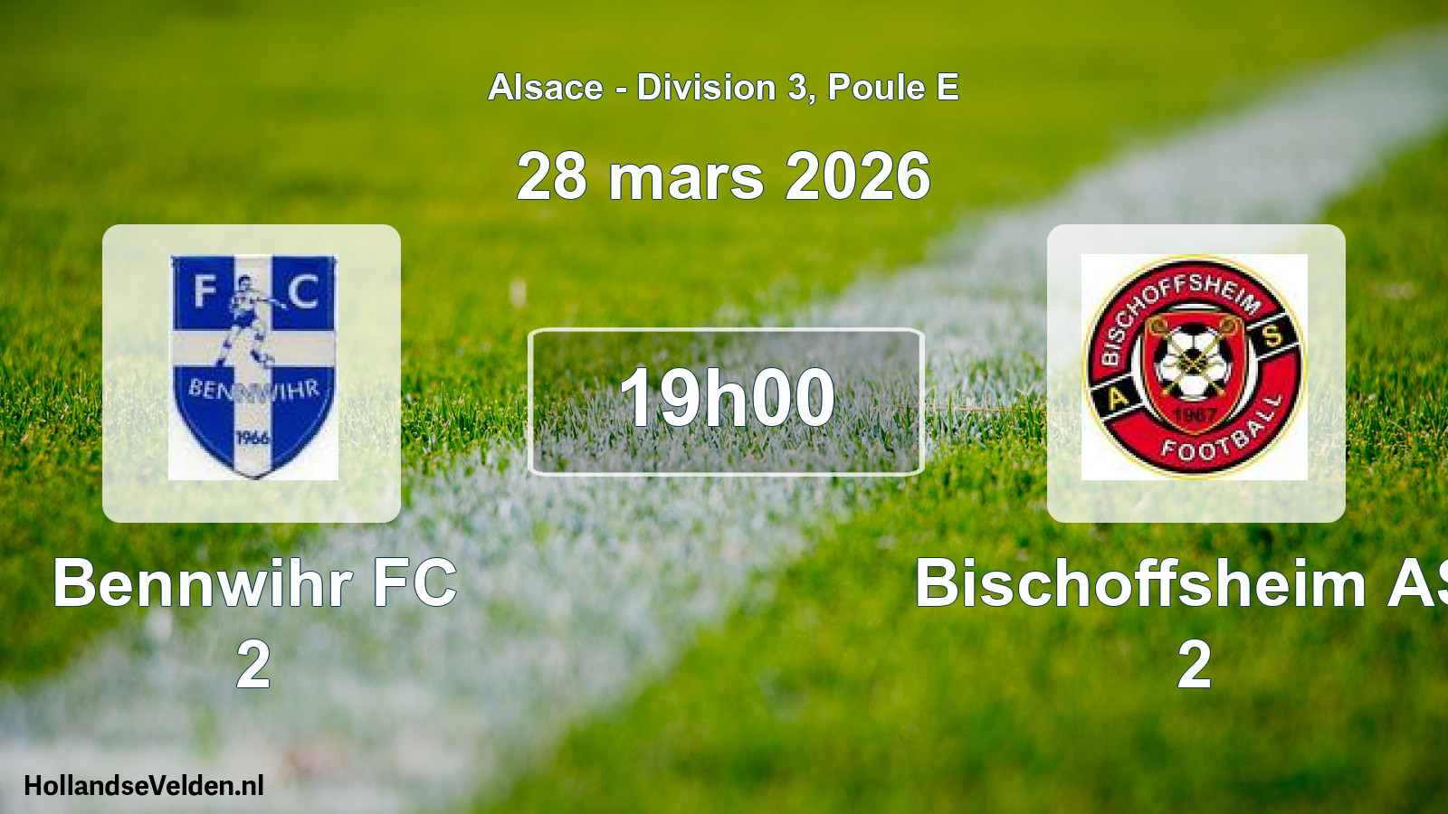 Match programmé: Bennwihr FC 2 - Bischoffsheim AS 2 (28 mars 2026)