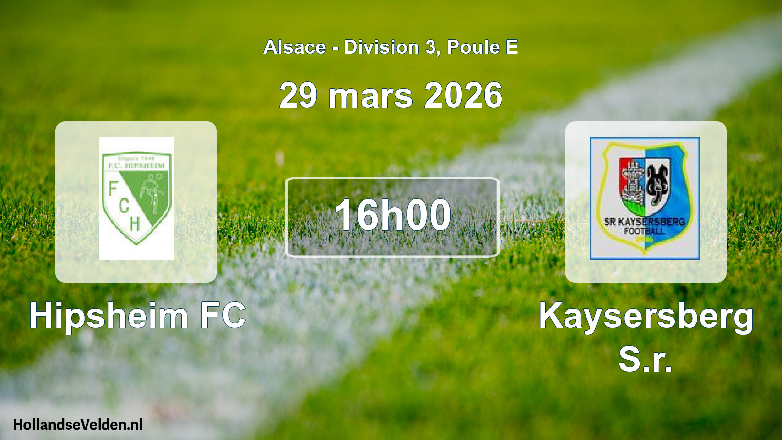 Match programmé: Hipsheim FC - Kaysersberg S.r. (29 mars 2026)