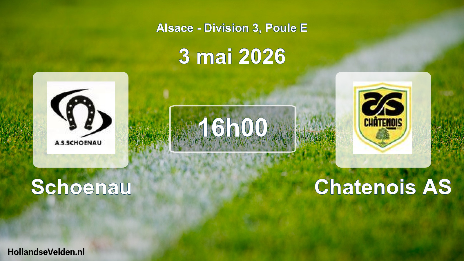 Match programmé: Schoenau - Chatenois AS (3 mai 2026)