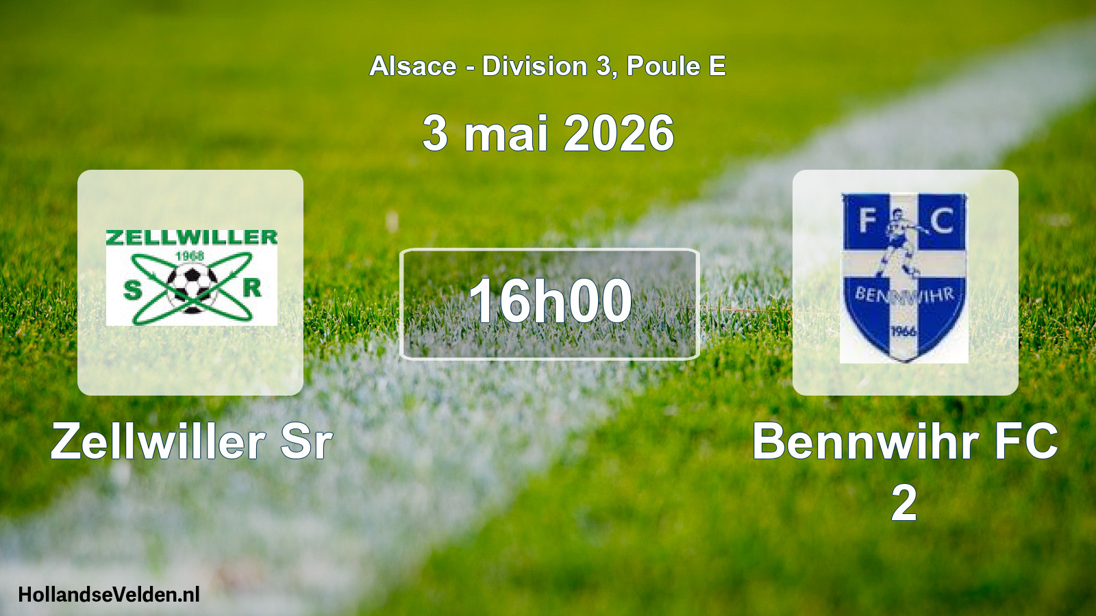 Match programmé: Zellwiller Sr - Bennwihr FC 2 (3 mai 2026)