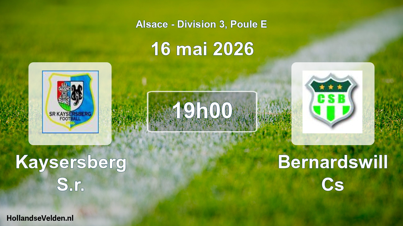 Match programmé: Kaysersberg S.r. - Bernardswill Cs (16 mai 2026)
