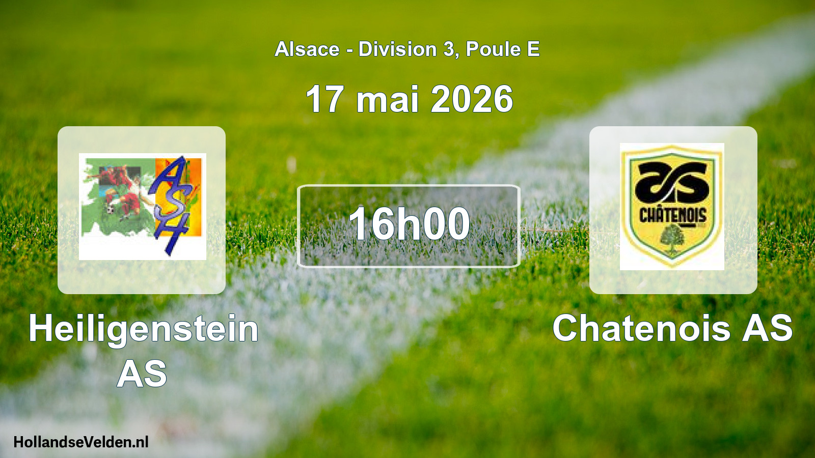 Match programmé: Heiligenstein AS - Chatenois AS (17 mai 2026)
