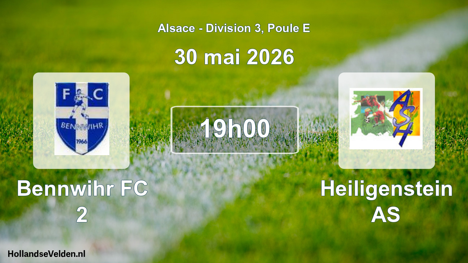 Match programmé: Bennwihr FC 2 - Heiligenstein AS (30 mai 2026)