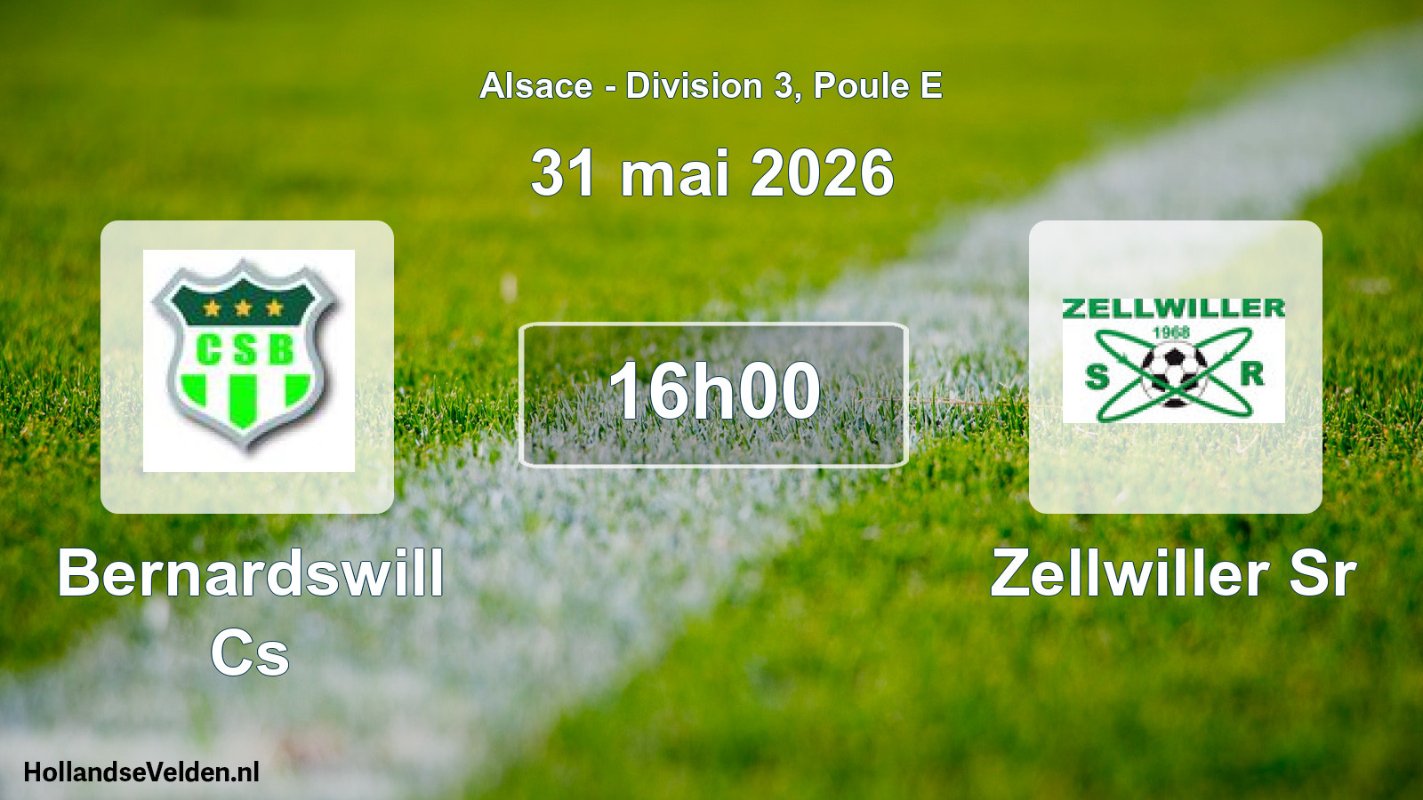 Match programmé: Bernardswill Cs - Zellwiller Sr (31 mai 2026)