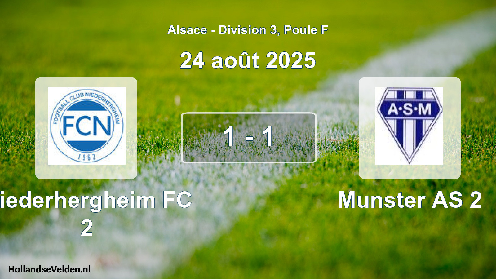 Total number of matches played: Niederhergheim FC 2 - Munster AS 2 1 - 1 (24 August 2025)