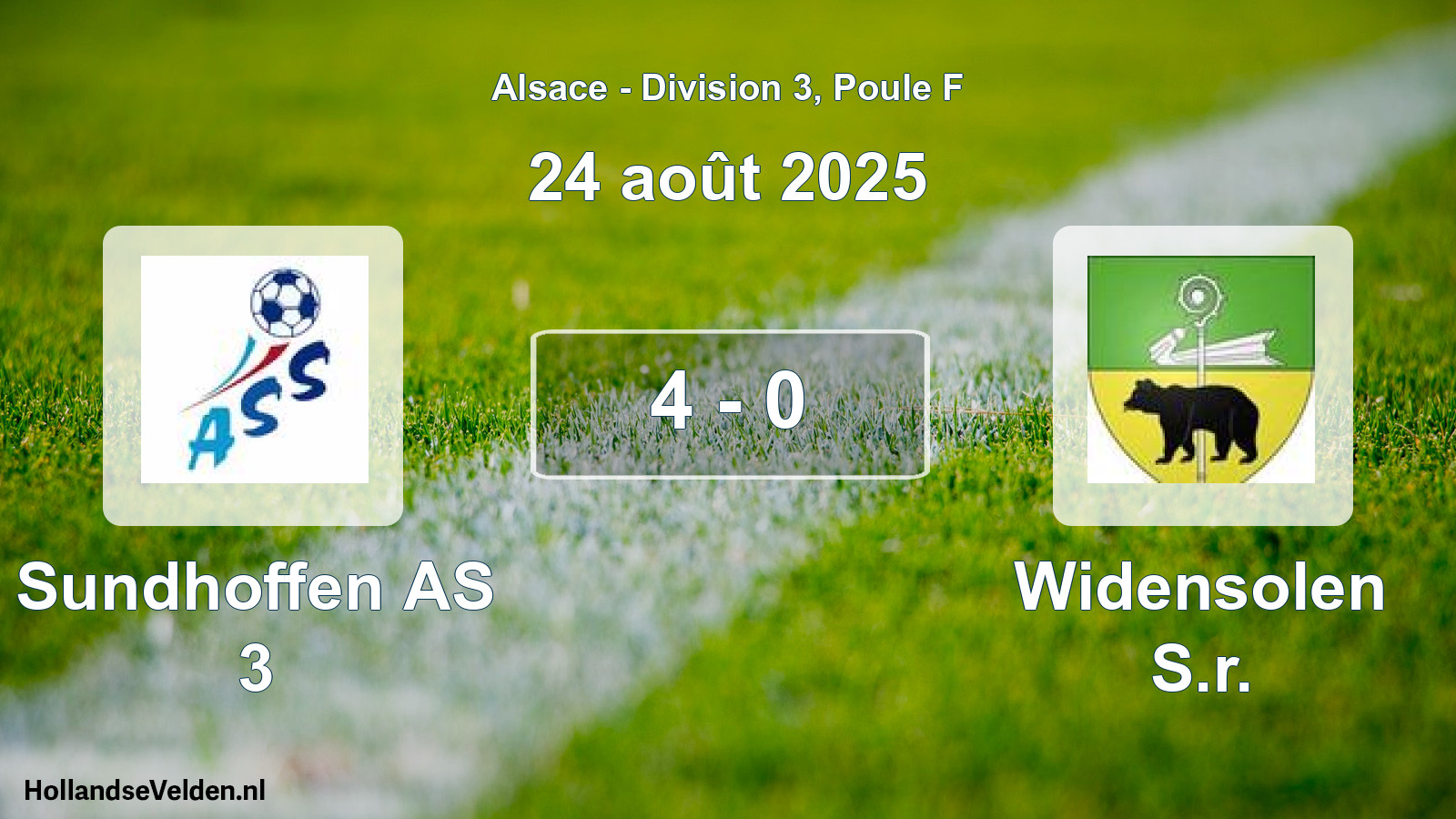 Match joué: Sundhoffen AS 3 - Widensolen S.r. 4 - 0 (24 août 2025)