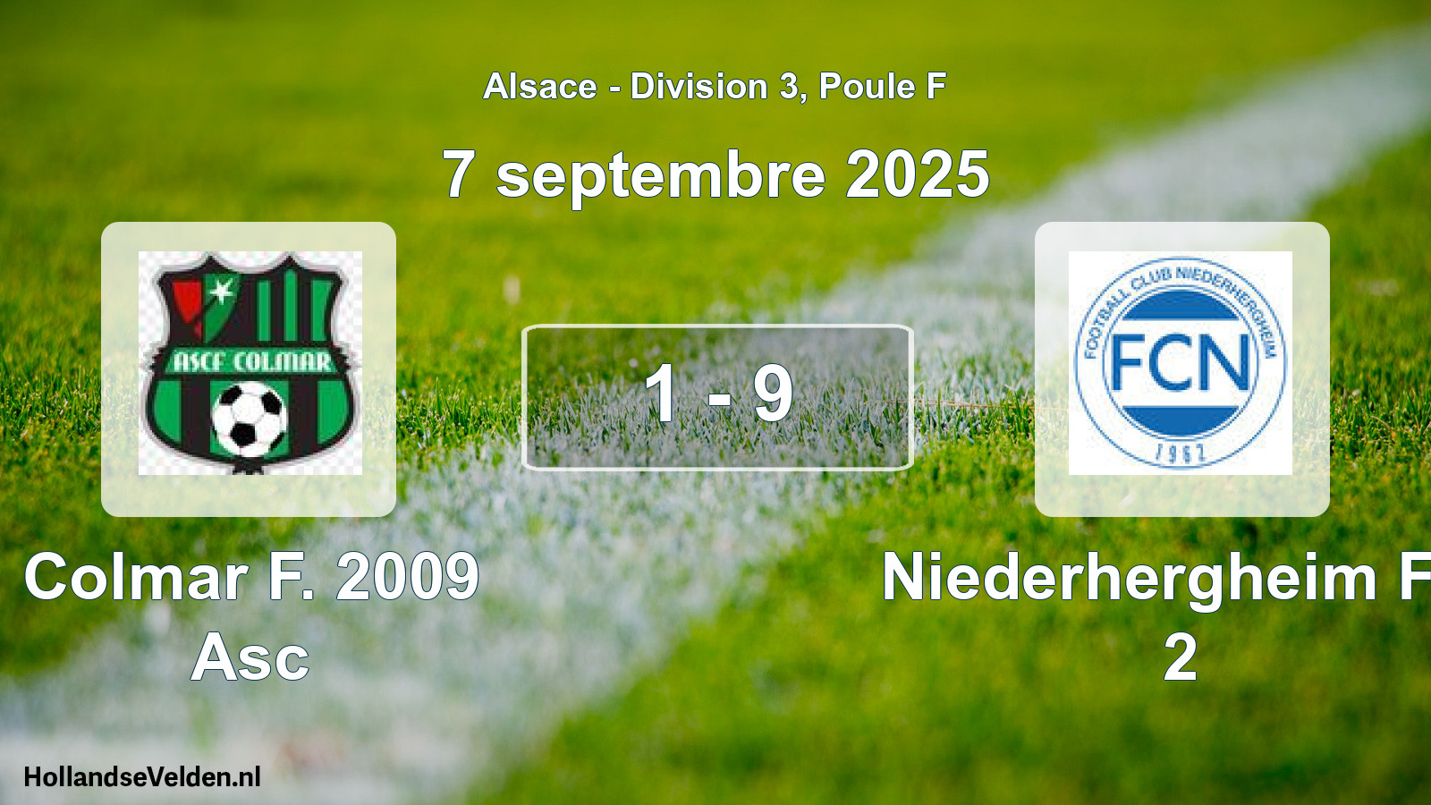Match joué: Colmar F. 2009 Asc - Niederhergheim FC 2 1 - 9 (7 septembre 2025)